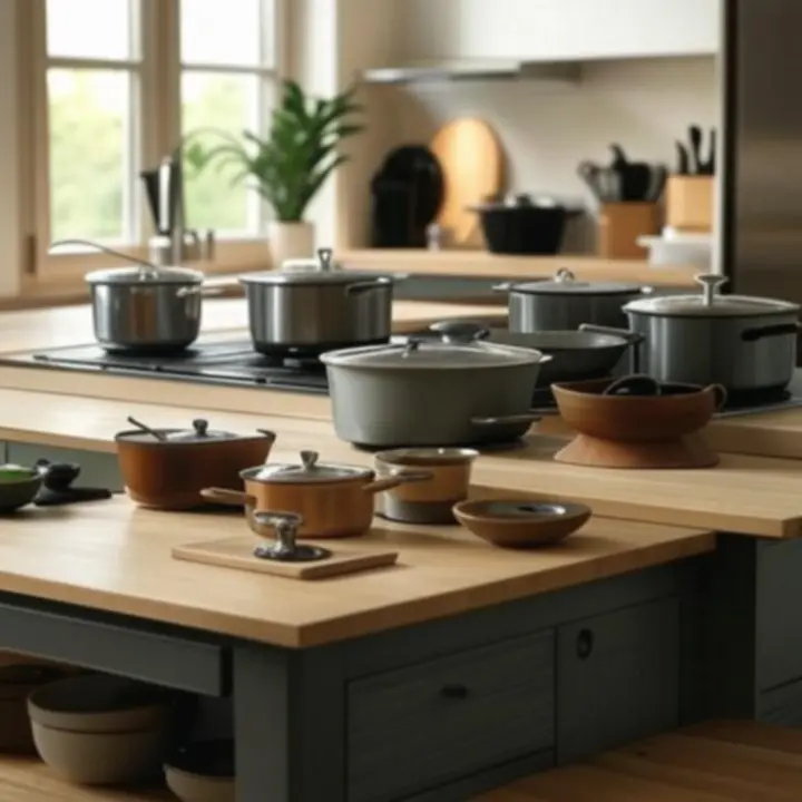 Nowoczesna kuchnia z kompletem kuchennego wyposażenia